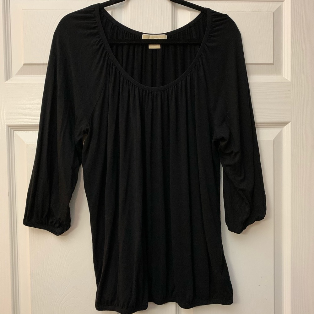 Michael Kors Black Peasant Top with 3/4 Sleeves XL